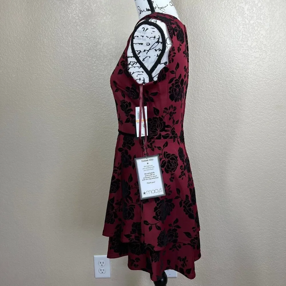 City Studio Burgundy Dress fit flare sleeveless dress size 7/8 baddie streetwear